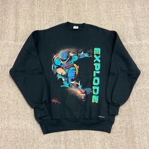 Vintage Crazy Shirts Sweatshirt Mens Large Black 1980s Football